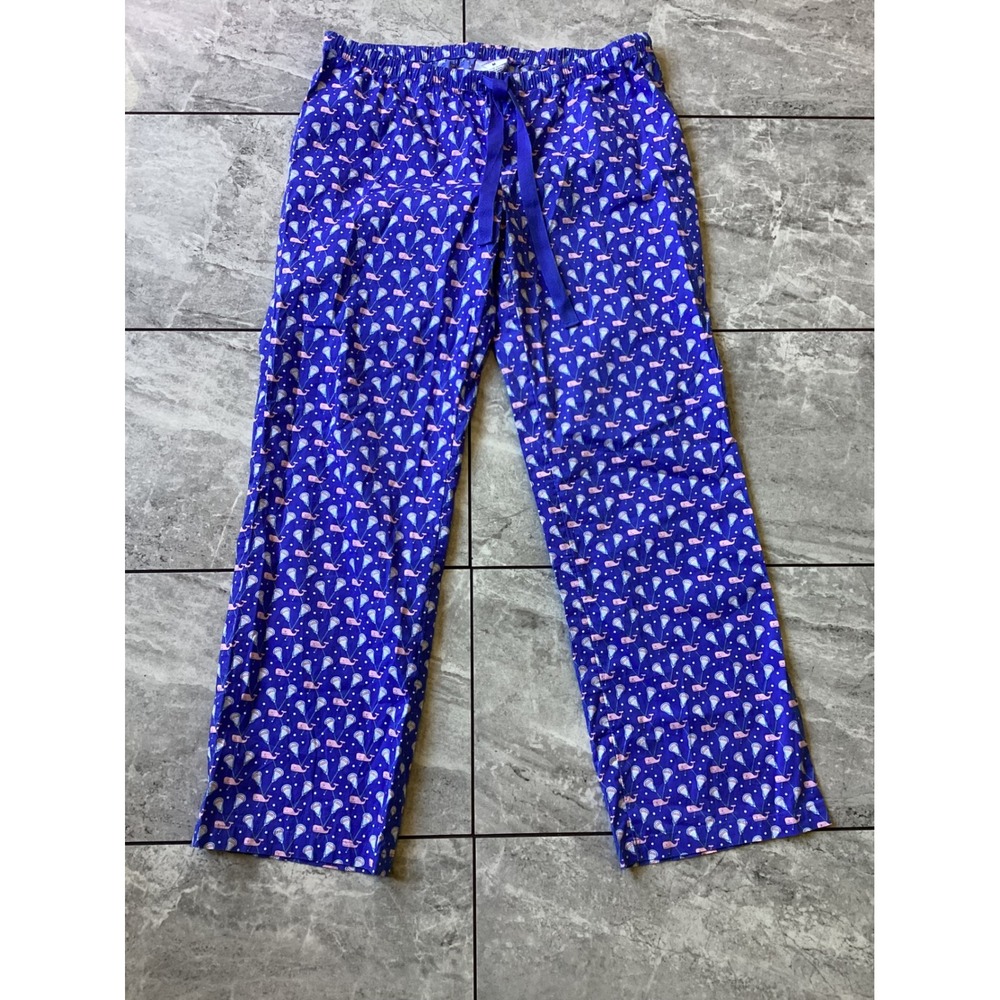 Vineyard Vines Womens Purple Lacrosse Whale Print Pajama Pants Size M Lounge